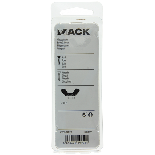 Mack 1017699 - vleugelmoer staal verzinkt 4 st m8 | 10 stuks