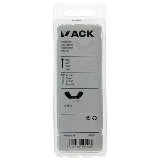 Mack 1017701 - vleugelmoer staal verzinkt 2 st m12 | 5 stuks