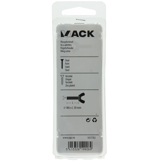 Mack 1017702 - vleugelschroef geelverzinkt 3 st m6 x 30 mm | 10 stuks