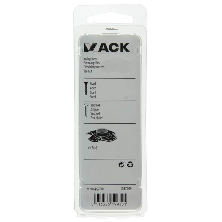 Afbeelding laden in galerijviewer, Mack 1017709 - inslagmoer staal verzinkt 4 st m6 | 10 stuks
