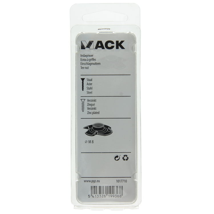 Load image into Gallery viewer, Mack 1017710 - inslagmoer staal verzinkt 4 st m8 | 10 stuks
