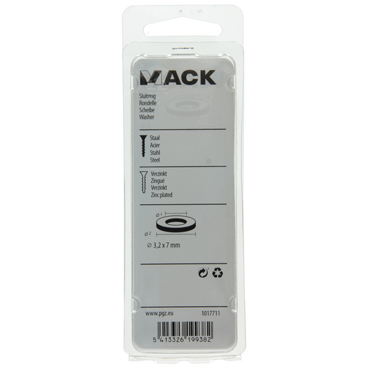 Mack 1017711 - sluitring staal verzinkt 70 st 3,2 x 7 mm | 10 stuks