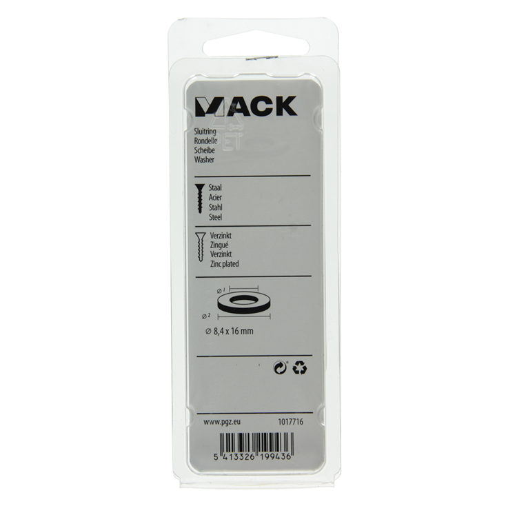 Afbeelding laden in galerijviewer, Mack 1017716 - sluitring staal verzinkt 25 st 8,4 x 16 mm | 10 stuks

