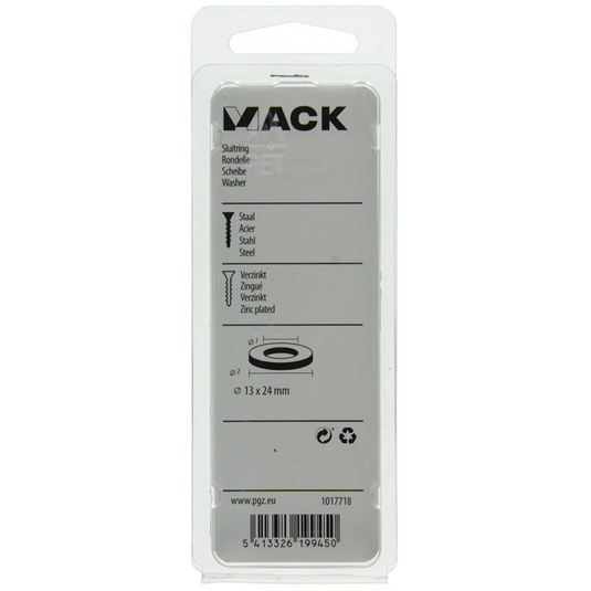 Mack 1017718 - sluitring staal verzinkt 12 st 13 x 24 mm | 10 stuks