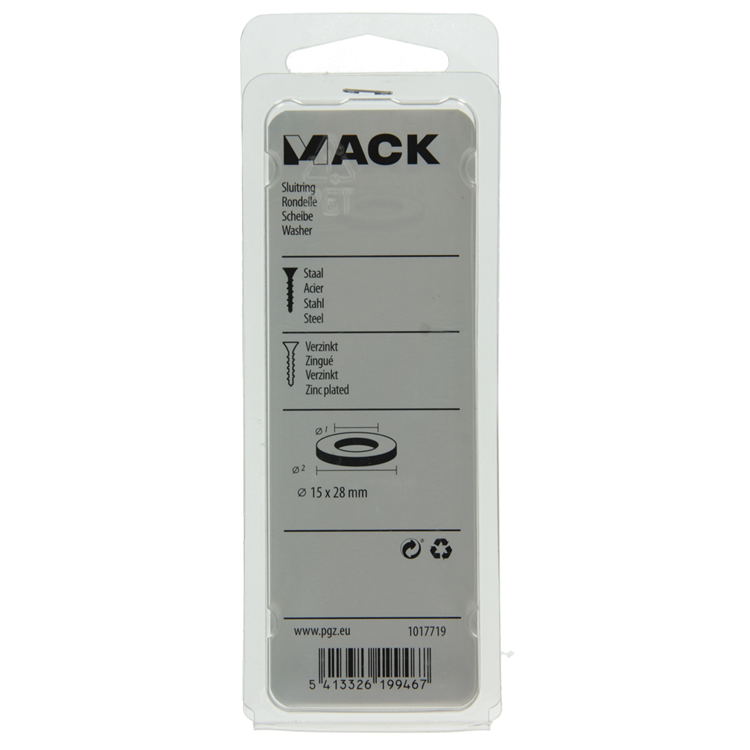 Load image into Gallery viewer, Mack 1017719 - sluitring staal verzinkt 8 st 15 x 28 mm | 10 stuks

