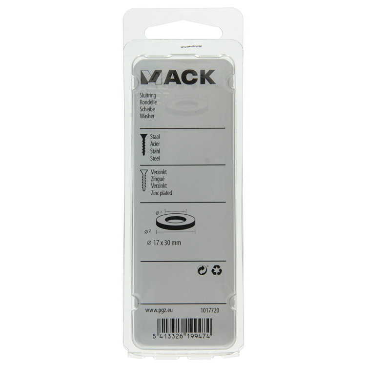 Afbeelding laden in galerijviewer, Mack 1017720 - sluitring staal verzinkt 6 st 17 x 30 mm | 10 stuks
