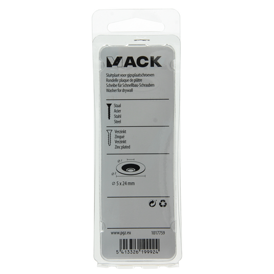 Mack 1017759 - sluitplaat vr gipsplaatschr. verz. 20 st 5 x 24 mm | 10 stuks