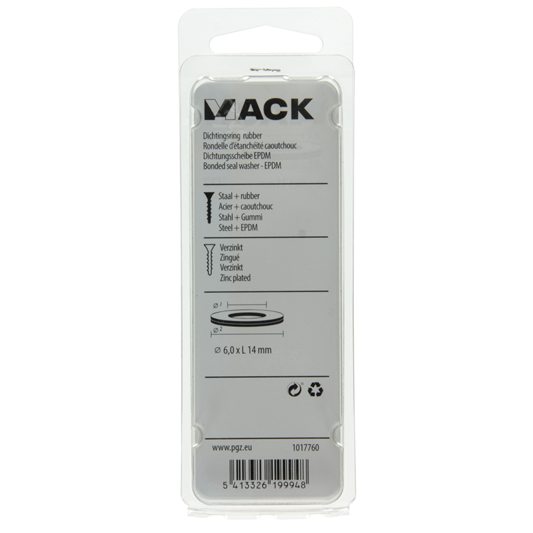 Load image into Gallery viewer, Mack 1017760 - dichtingsring rubber verzinkt 20 st 6,0 x 14 mm | 10 stuks
