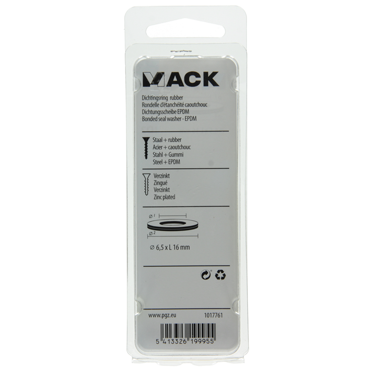 Load image into Gallery viewer, Mack 1017761 - dichtingsring rubber verzinkt 15 st 6,5 x 16 mm | 10 stuks
