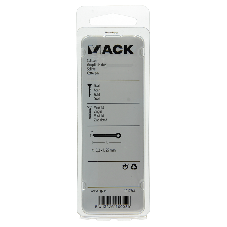 Afbeelding laden in galerijviewer, Mack 1017764 - splitpen staal verzinkt 16 st 3,2 x 25 mm | 10 stuks
