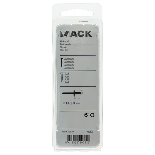 Mack 1020309 - 11 blindnieten alu brede kop 4,8x14mm | 5 stuks