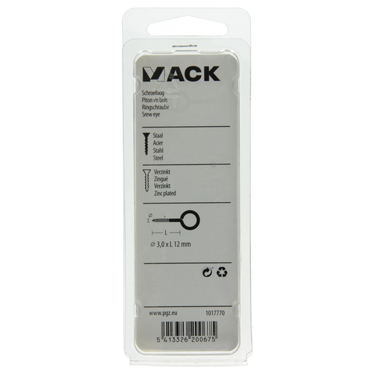 Mack 1017770 - schroefoog staal verzinkt 15st 3,0 x 12 mm | 10 stuks