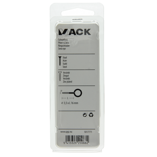 Mack 1017771 - schroefoog staal verzinkt 12st 3,5 x 16 mm | 10 stuks