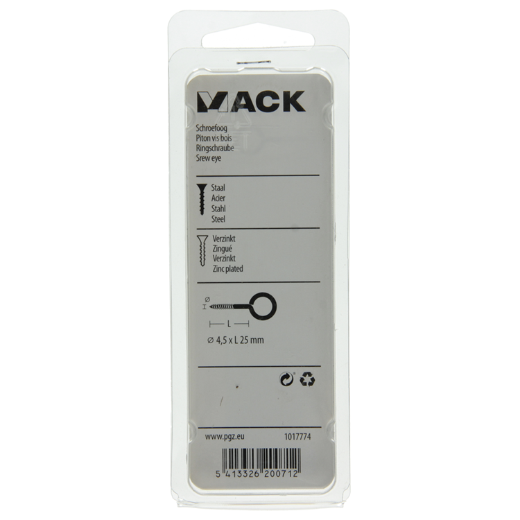 Load image into Gallery viewer, Mack 1017774 - schroefoog staal verzinkt 7 st 4,5 x 25 mm | 10 stuks
