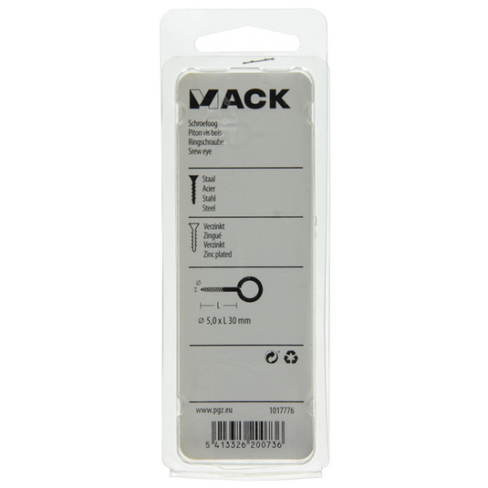 Mack 1017776 - schroefoog staal verzinkt 4 st 5,0 x 30 mm | 10 stuks