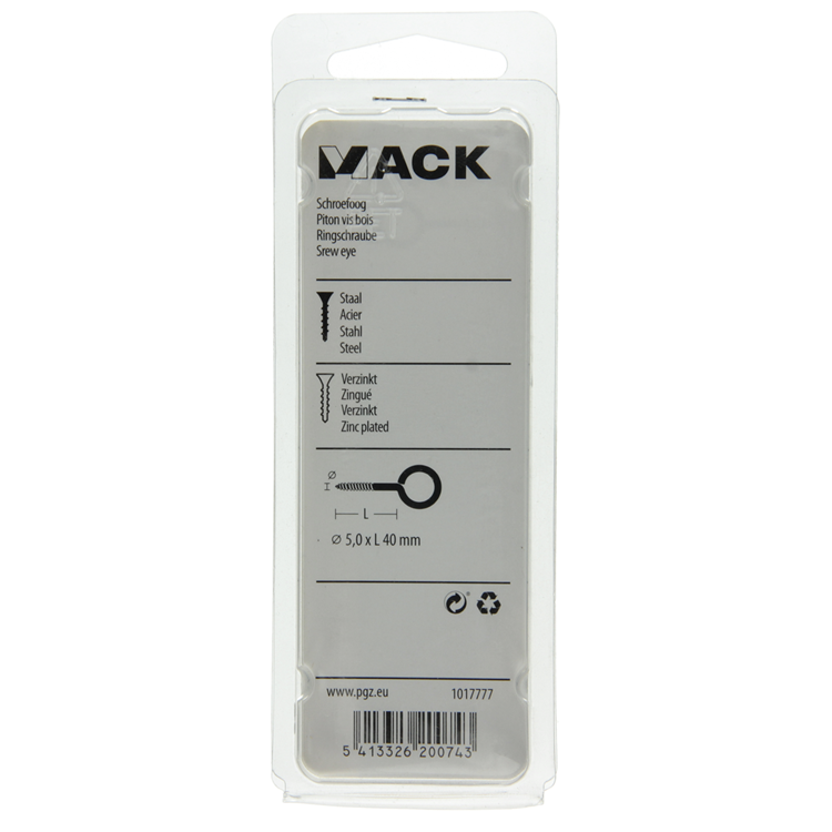 Load image into Gallery viewer, Mack 1017777 - schroefoog staal verzinkt 4 st 5,0 x 40 mm | 10 stuks
