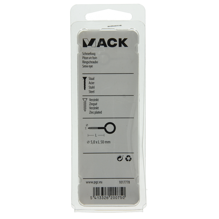 Load image into Gallery viewer, Mack 1017778 - schroefoog staal verzinkt 3 st 5,0 x 50 mm | 10 stuks
