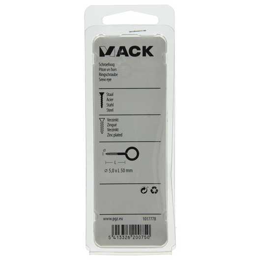 Mack 1017778 - schroefoog staal verzinkt 3 st 5,0 x 50 mm | 10 stuks