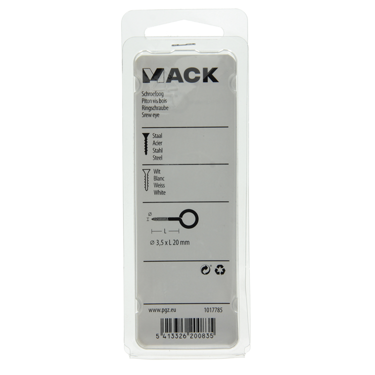 Load image into Gallery viewer, Mack 1017785 - schroefoog staal wit 5 st 3,5 x 20 mm | 10 stuks
