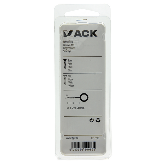 Mack 1017785 - schroefoog staal wit 5 st 3,5 x 20 mm | 10 stuks