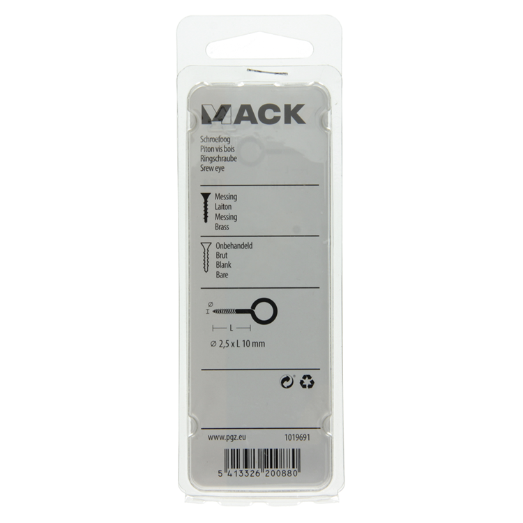 Load image into Gallery viewer, Mack 1019691 - schroefoog messing 6 st 2,5 x 10mm | 10 stuks
