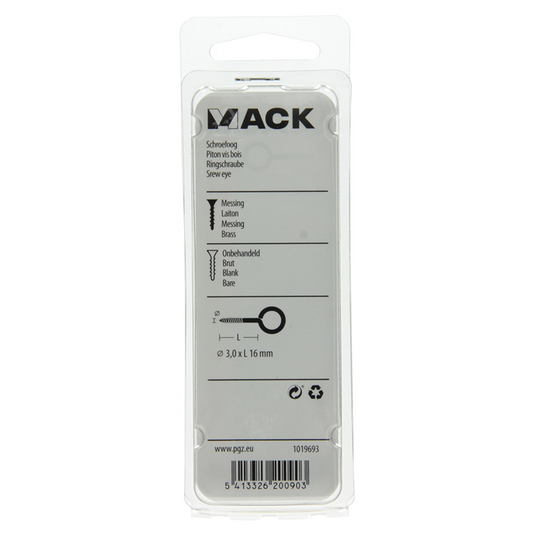 Mack 1019693 - schroefoog messing 4 st 3,0 x 16mm | 10 stuks