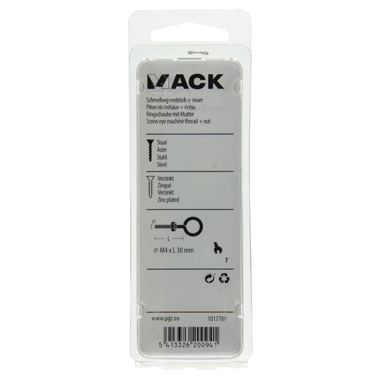 Load image into Gallery viewer, Mack 1017789 - schroefoog metrisch + moer verzinkt 5 st m4 x 30 mm | 10 stuks
