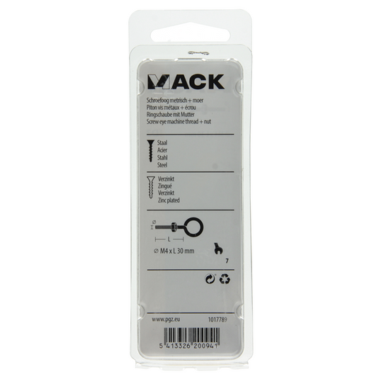 Mack 1017789 - schroefoog metrisch + moer verzinkt 5 st m4 x 30 mm | 10 stuks
