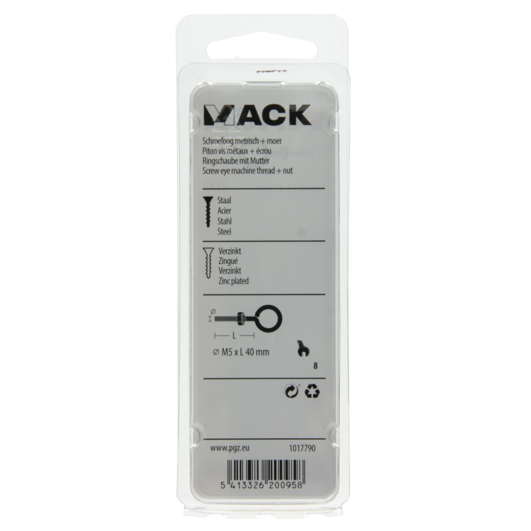 Load image into Gallery viewer, Mack 1017790 - schroefoog metrisch + moer verzinkt 4 st m5 x 40 mm | 10 stuks
