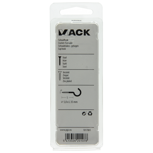 Mack 1017801 - schroefhaak staal verzinkt 4st 5,0 x 35 mm | 10 stuks