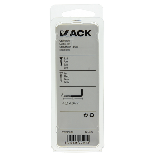Mack 1017826 - schroefduim staal wit 6 st 3,0 x 30 mm | 10 stuks