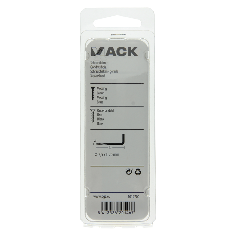 Load image into Gallery viewer, Mack 1019700 - schroefduim messing 8 st 2,5 x 20mm | 10 stuks
