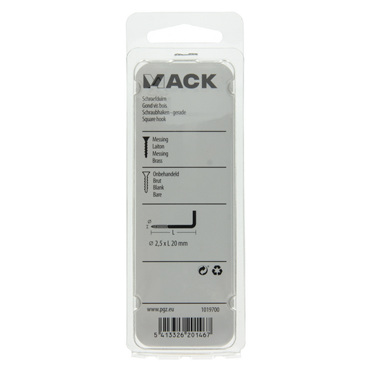 Mack 1019700 - schroefduim messing 8 st 2,5 x 20mm | 10 stuks