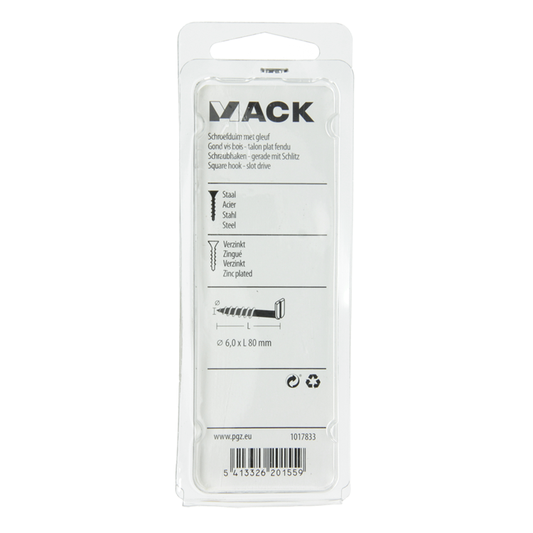 Afbeelding laden in galerijviewer, Mack 1017833 - schroefduim met gleuf staal verz. 3 st 6,0 x 80 mm | 10 stuks

