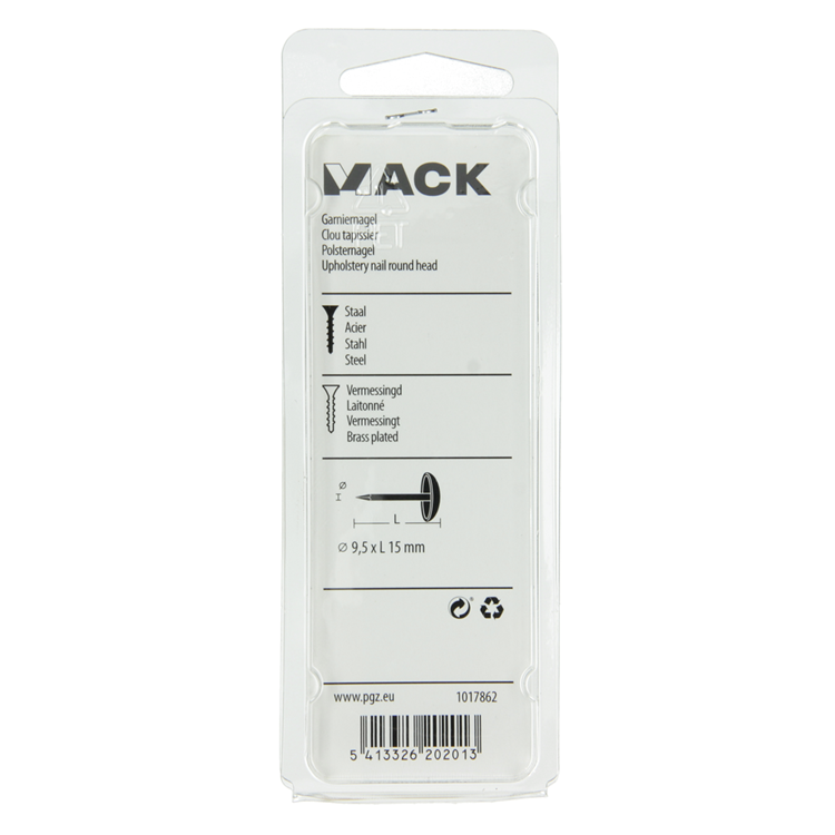 Load image into Gallery viewer, Mack 1017862 - garniernagel staal vermesingd 40 st 9,5 x 15 mm | 10 stuks
