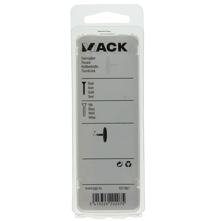 Load image into Gallery viewer, Mack 1017867 - duimspijker staal wit 60 st | 10 stuks
