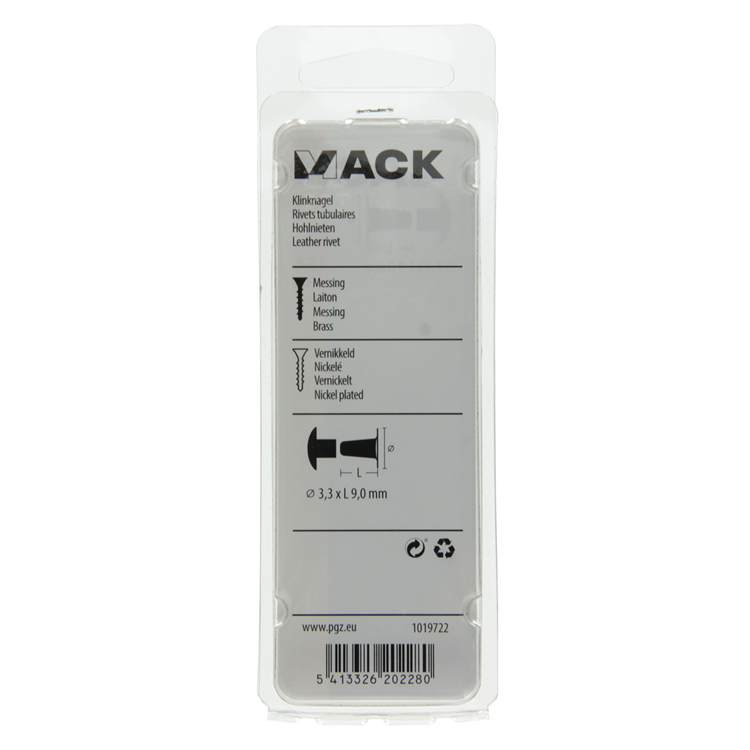 Load image into Gallery viewer, Mack 1019722 - klinknagel messing vernikkeld 10 st 3,3 x 9,0mm | 10 stuks
