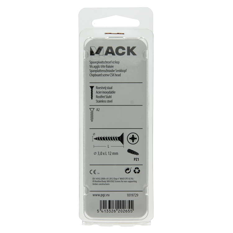 Load image into Gallery viewer, Mack 1019729 - spaanplaatschroef vz kop rvs 35 st 3,0 x 12 mm | 10 stuks
