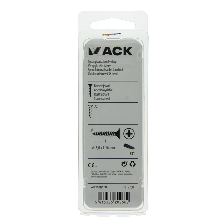Load image into Gallery viewer, Mack 1019730 - spaanplaatschroef vz kop rvs 31 st 3,0 x 16 mm | 10 stuks
