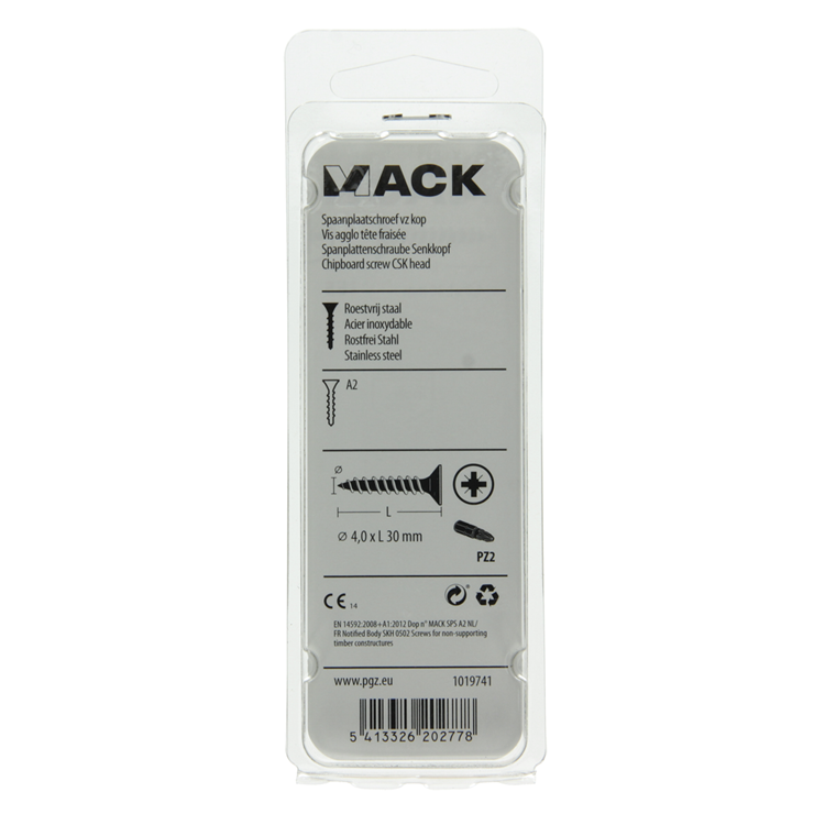 Load image into Gallery viewer, Mack 1019741 - spaanplaatschroef vz kop rvs 13 st 4,0 x 30 mm | 10 stuks

