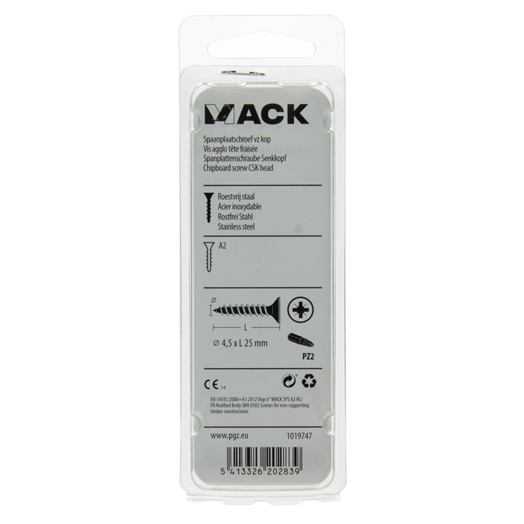 Load image into Gallery viewer, Mack 1019747 - spaanplaatschroef vz kop rvs 11 st 4,5 x 25 mm | 10 stuks
