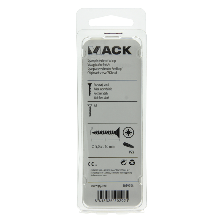 Load image into Gallery viewer, Mack 1019756 - spaanplaatschroef vz kop rvs 7 st 5,0 x 60 mm | 10 stuks
