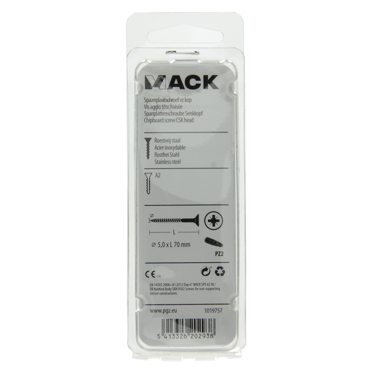 Load image into Gallery viewer, Mack 1019757 - spaanplaatschroef vz kop rvs 6 st 5,0 x 70 mm | 10 stuks
