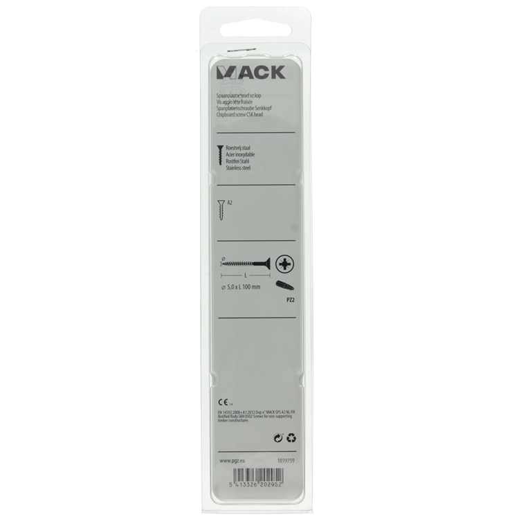 Load image into Gallery viewer, Mack 1019759 - spaanplaatschroef vz kop rvs 4 st 5,0 x100 mm | 5 stuks
