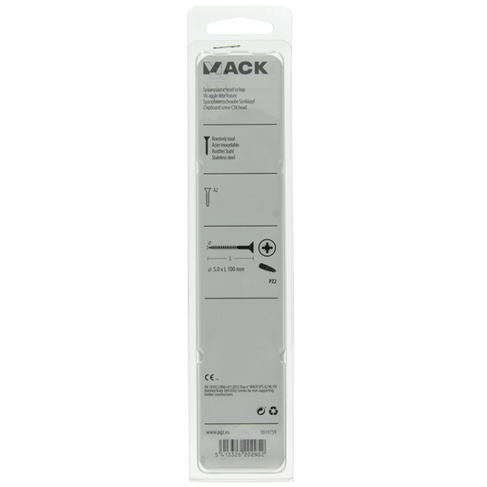 Mack 1019759 - spaanplaatschroef vz kop rvs 4 st 5,0 x100 mm | 5 stuks