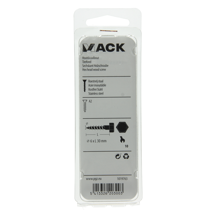 Load image into Gallery viewer, Mack 1019763 - houtdraadbout roestvrijstaal 5 st 6 x 30 mm | 10 stuks
