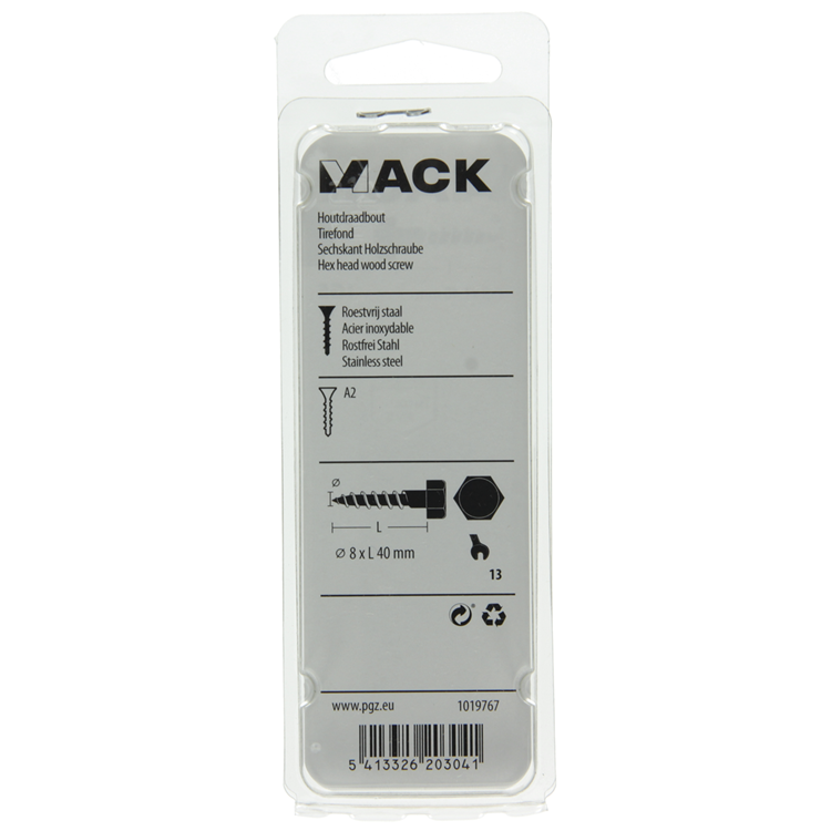 Load image into Gallery viewer, Mack 1019767 - houtdraadbout roestvrijstaal 3 st 8 x 40 mm | 10 stuks
