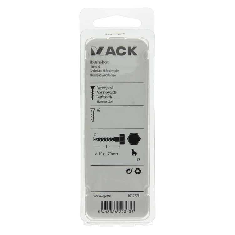 Load image into Gallery viewer, Mack 1019776 - houtdraadbout roestvrijstaal 2st 10 x 70 mm | 10 stuks
