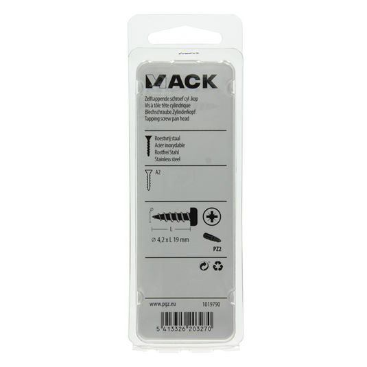Mack 1019790 - zelftappende schroef cyl.kop a2 10 st 4,2 x 19 mm | 10 stuks