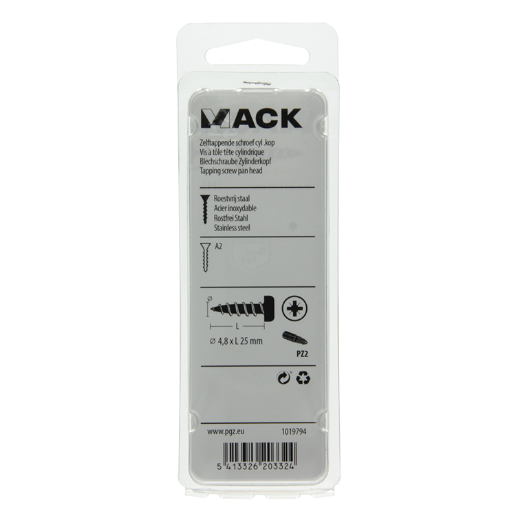 Load image into Gallery viewer, Mack 1019794 - zelftappende schroef cyl.kop a2 8 st 4,8 x 25 mm | 10 stuks
